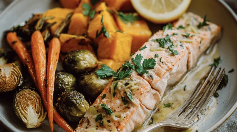 Sheet-Pan Maple-Mustard Salmon & Roasted Fall Veggies 1 maple salmon 7