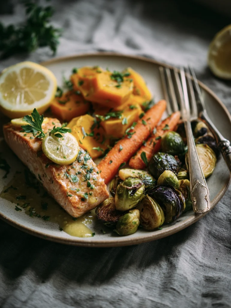 Sheet-Pan Maple-Mustard Salmon & Roasted Fall Veggies 4 maple salmon 8