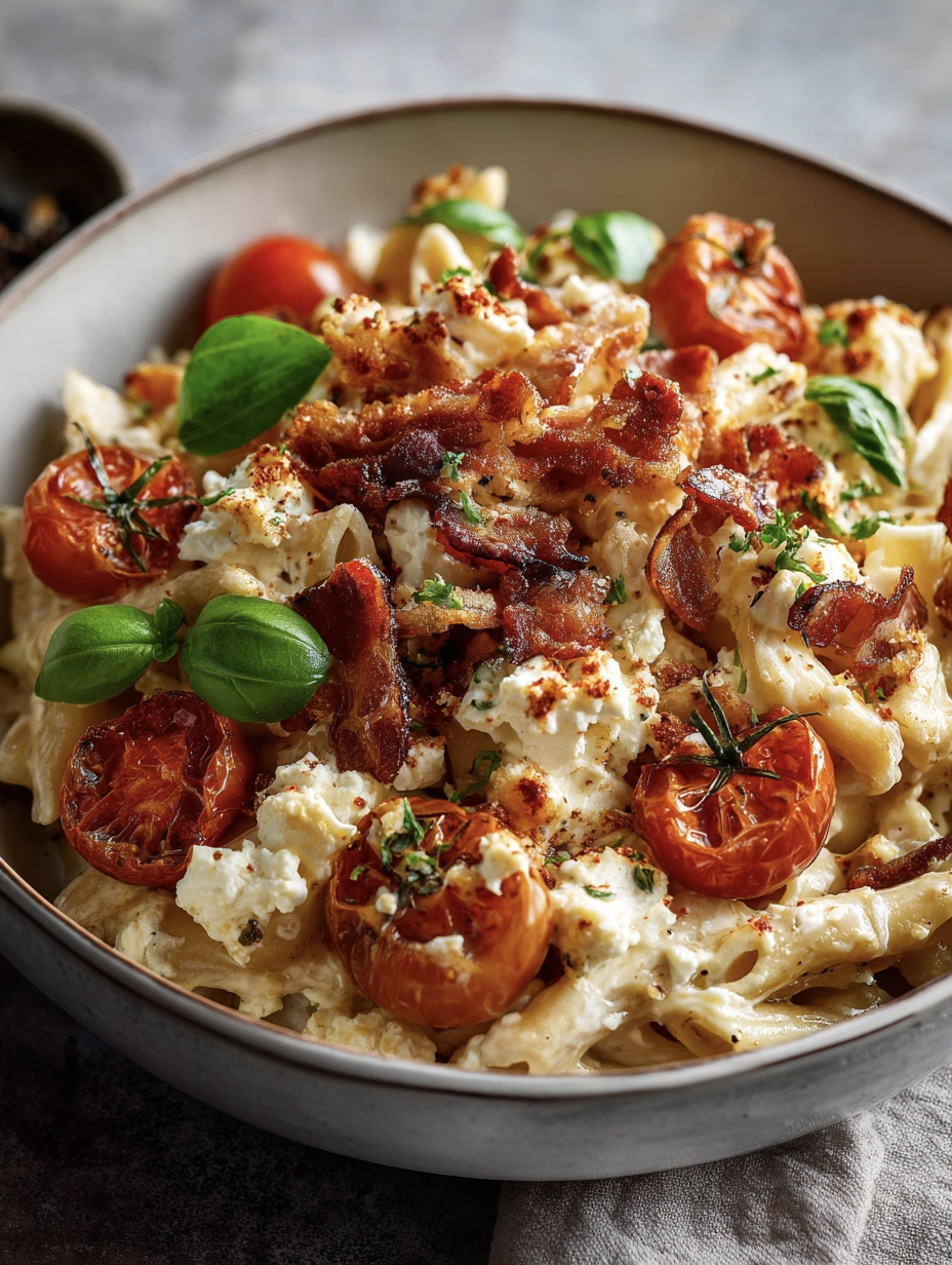 Baked Feta Pasta 3.0: Smoky Bacon & Caramelized Shallots 4 more feta pasta 3