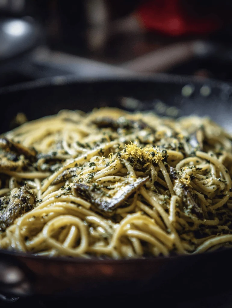 20 Minute Creamy Sardine Pesto Pasta 3 sardine pesto pasta4