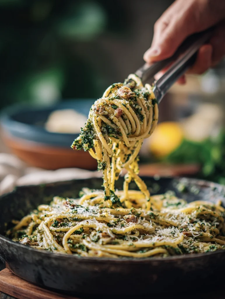 20 Minute Creamy Sardine Pesto Pasta 4 sardine pesto pasta9