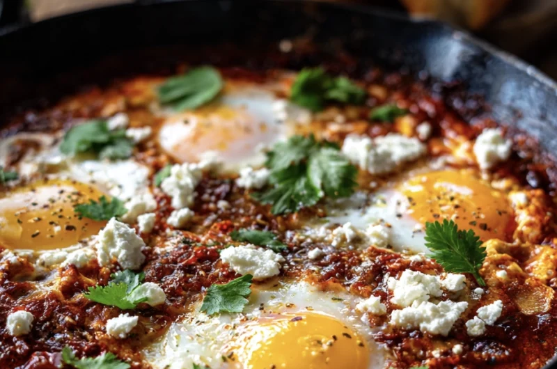 One pan shakshuka in a skillet