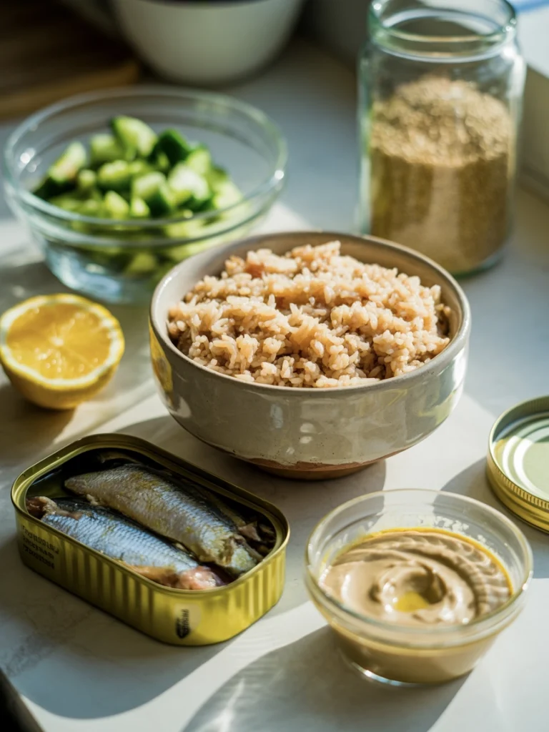 Super Quick, Ridiculously Tasty, Tahini Sardine Rice Bowls 3 tahini sardine bowl 7