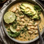 vegan white bean Chili in a bowl