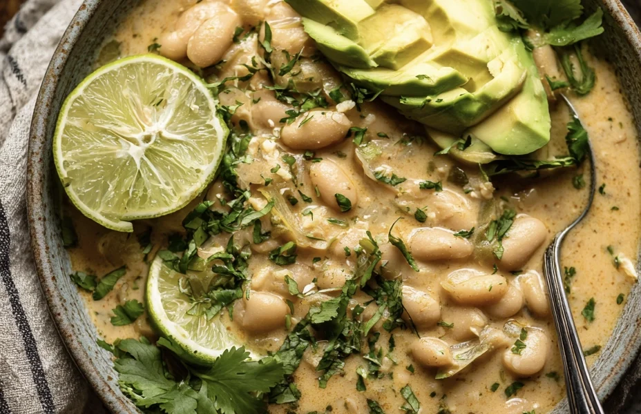 vegan white bean Chili in a bowl