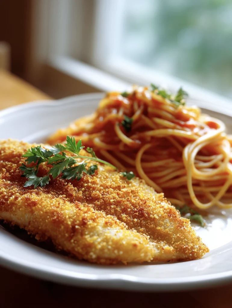 Insanely Good Catfish & Spaghetti (Crispy Southern Fish + Tangy “Delta” Sauce) 2 fried catfish and spaghetti 4