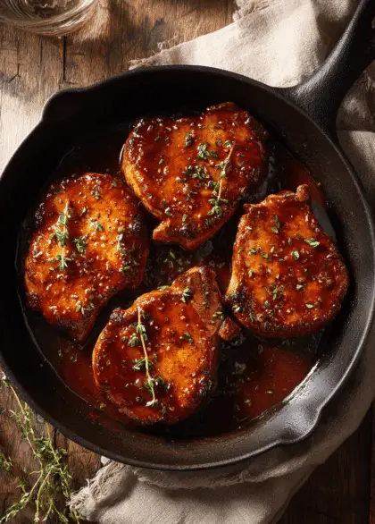 One-Pan Maple-Bourbon Glazed Pork Chop 15 maple bourbon pork chop19