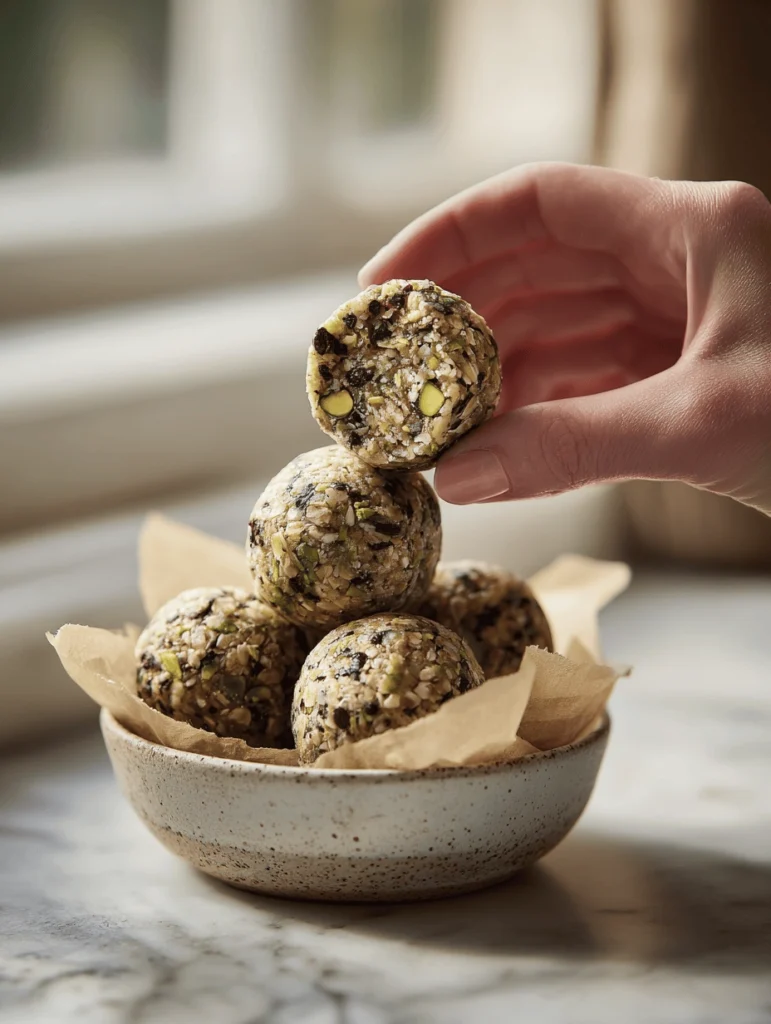 Super Easy Pistachio Chocolate Energy Bites 3 pistachio energy balls 12
