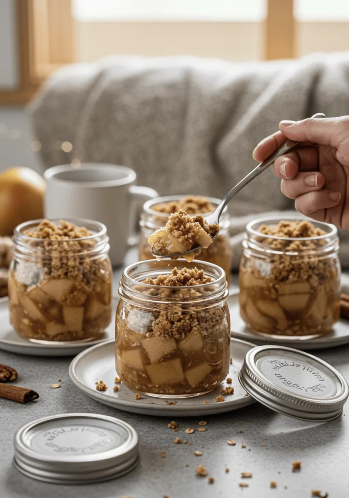 Deliciously Simple Pear & Ginger Jars — No Fuss Autumn Treat 4 Spiced Pear Ginger Crumble Jars 18