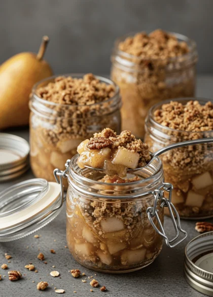 Spiced Pear Ginger Crumble Jars 4