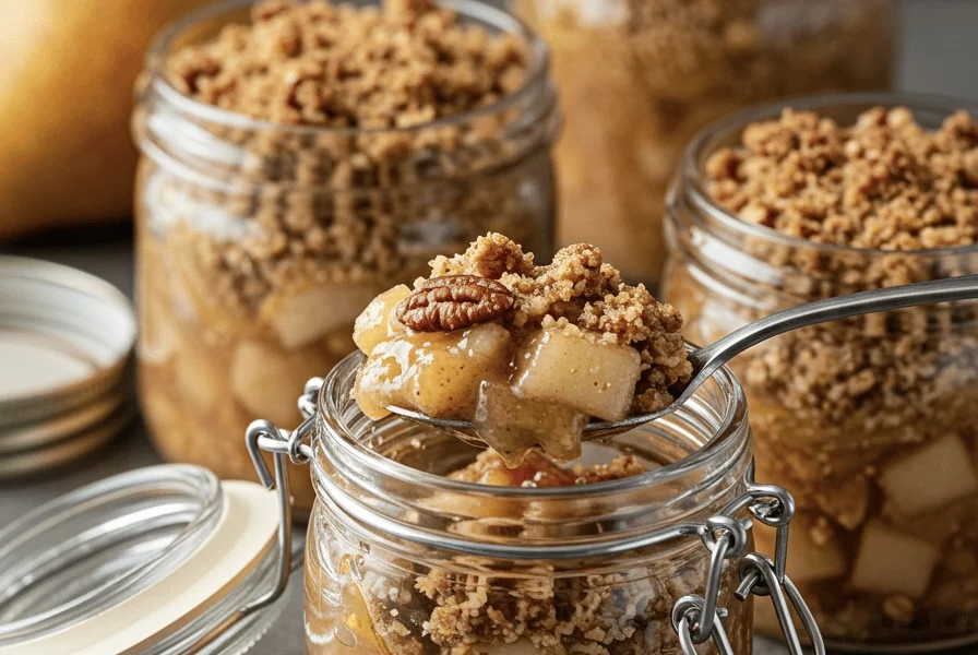 Deliciously Simple Pear & Ginger Jars — No Fuss Autumn Treat 1 Spiced Pear Ginger Crumble Jars 4