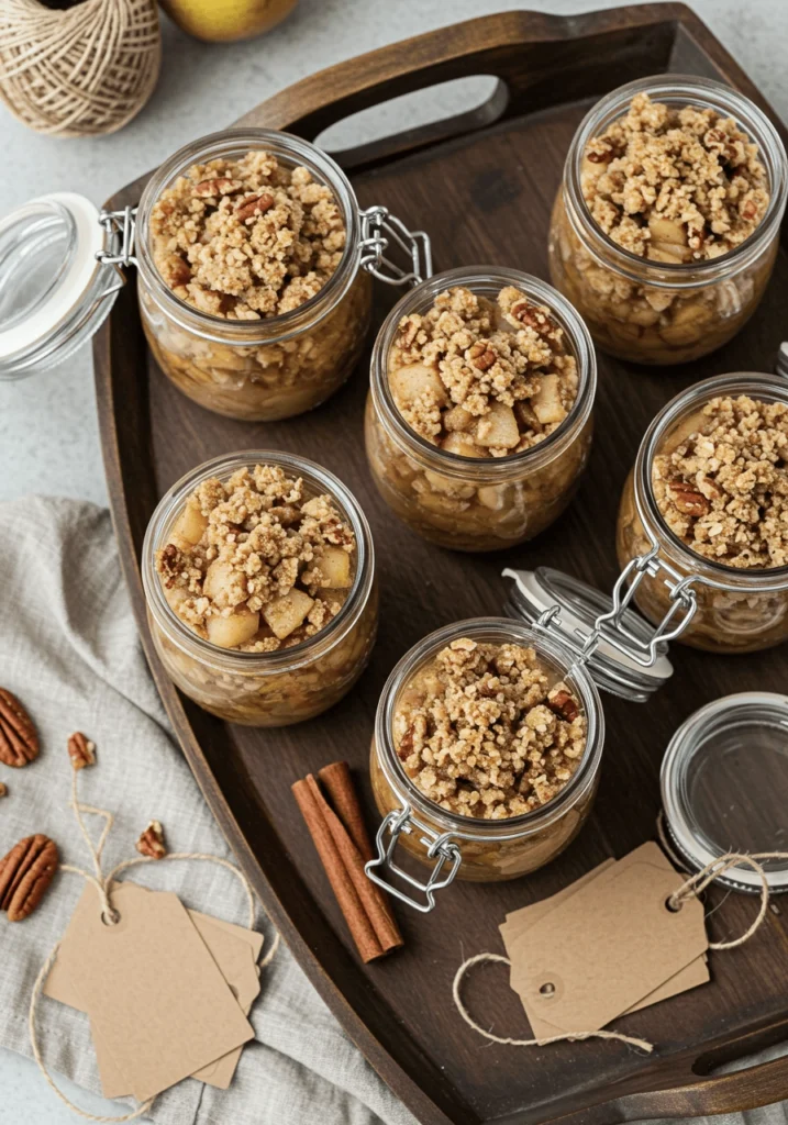 Deliciously Simple Pear & Ginger Jars — No Fuss Autumn Treat 5 Spiced Pear Ginger Crumble Jars 8