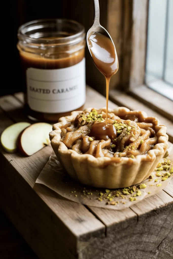 Irresistible Salted Caramel Apple Pie Minis With Pistachio Streusel 4 apple pie minis 1