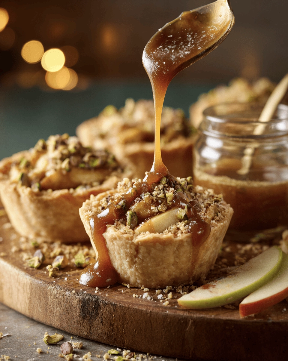 Irresistible Salted Caramel Apple Pie Minis With Pistachio Streusel 6 apple pie minis 6