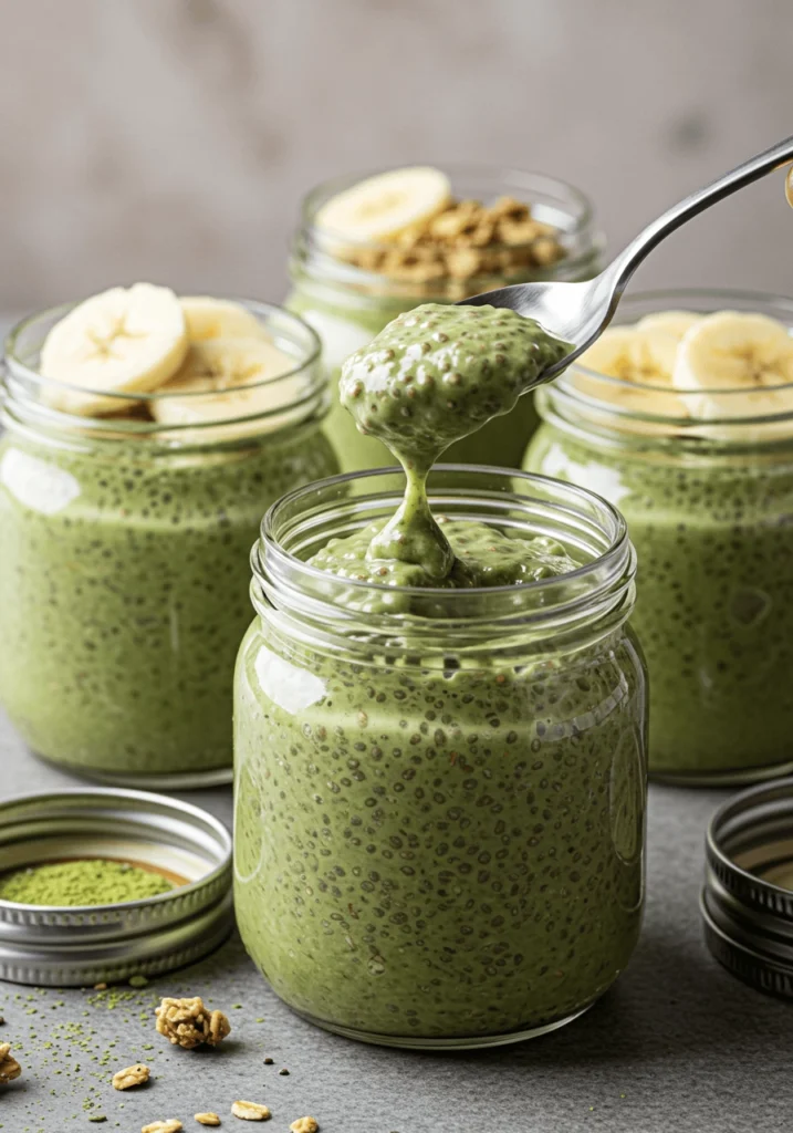 Insanely Easy Overnight Banana Matcha Pudding 2 banana matcha pudding 15
