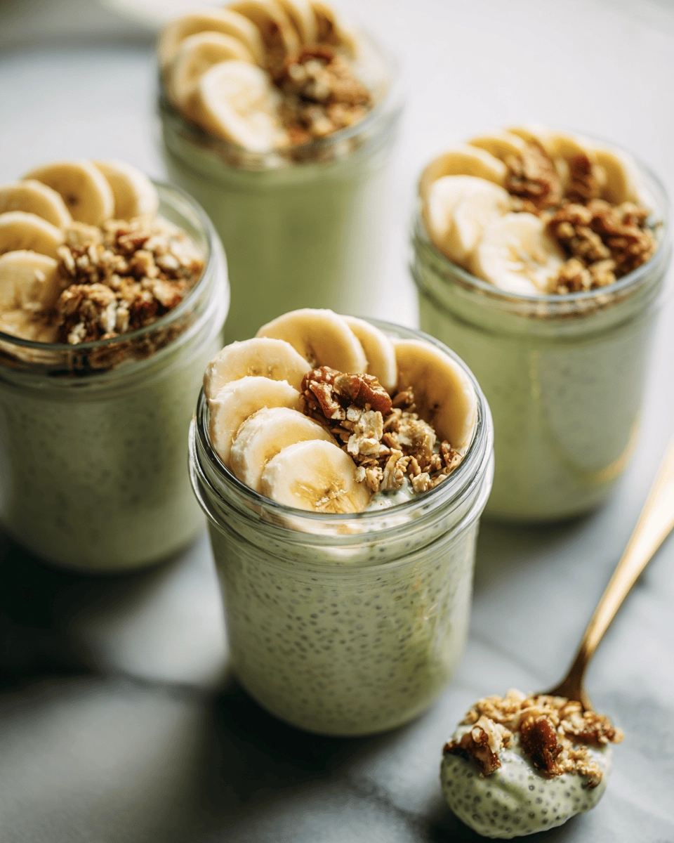 Insanely Easy Overnight Banana Matcha Pudding 6 banana matcha pudding 6