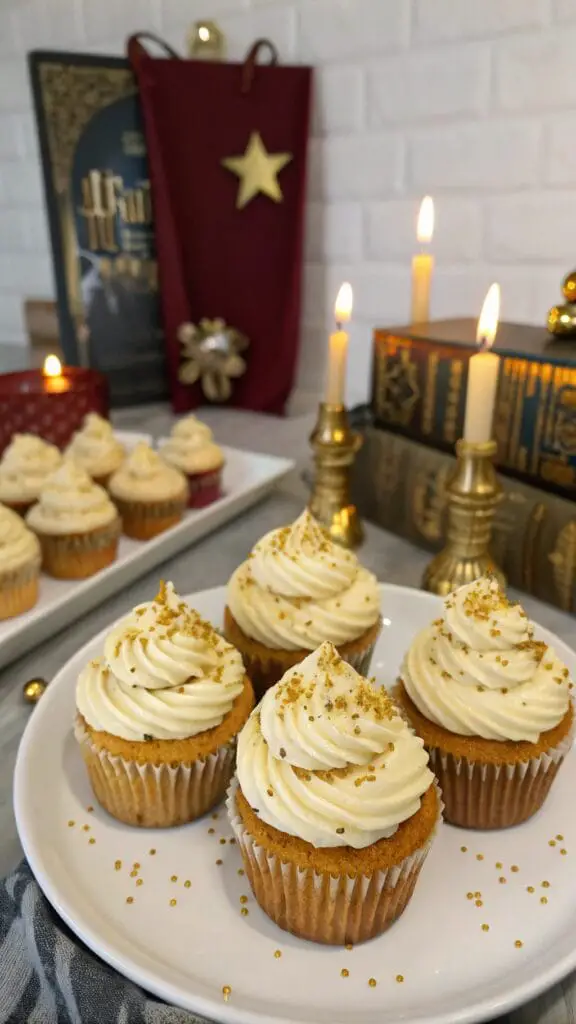 The Ultimate Harry Potter Party Menu — 18 Enchanting Recipes 14 Butterscotch Butterbeer cupcakes topped with whipped frosting and gold sprinkles