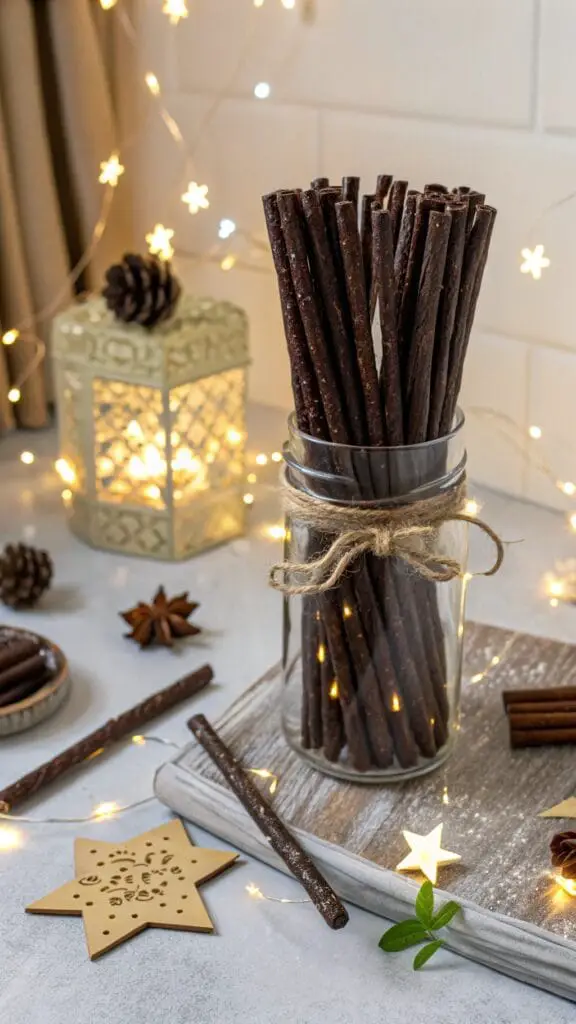 The Ultimate Harry Potter Party Menu — 18 Enchanting Recipes 19 Colorful licorice wands displayed in a jar for a Harry Potter themed party.