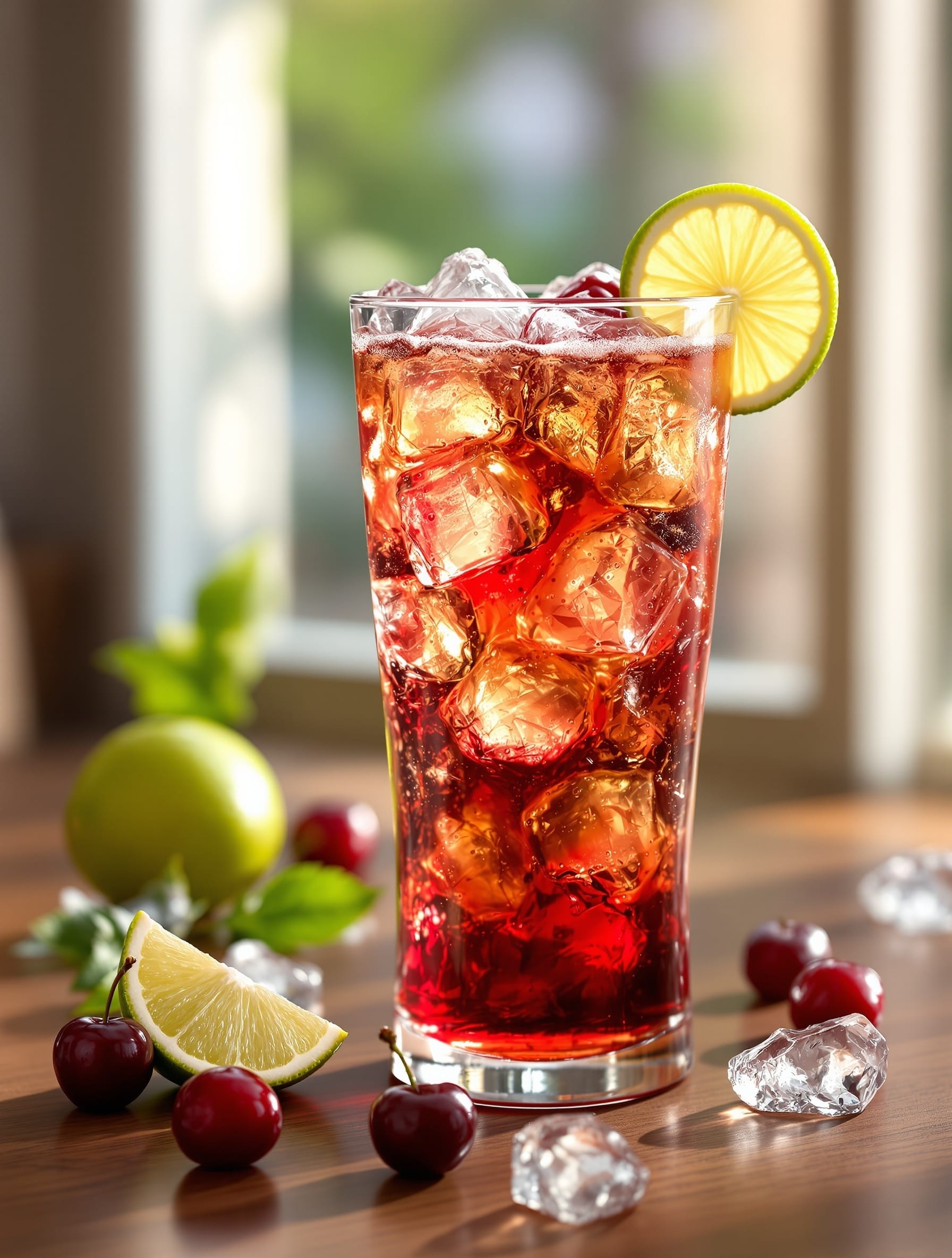 12 Heavy Soda And Dirty Soda Drinks To Try At Home 5 A vibrant Cherry Lime Heavy Cola drink with ice and splashes