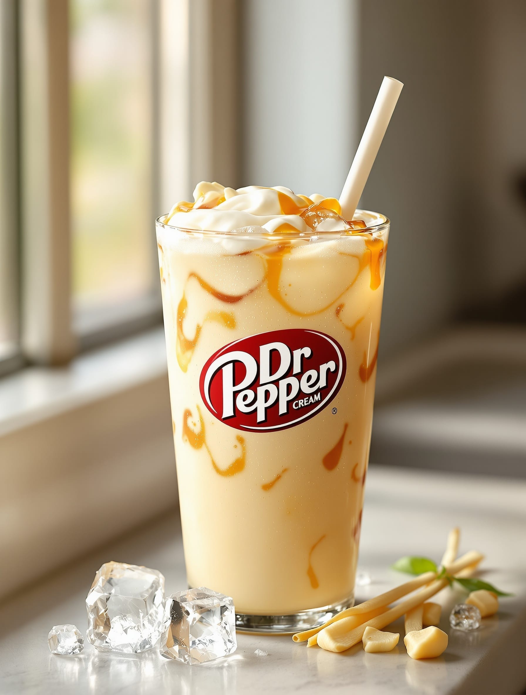 12 Heavy Soda And Dirty Soda Drinks To Try At Home 6 A refreshing Vanilla Cream Dr Pepper drink with ice and whipped cream.