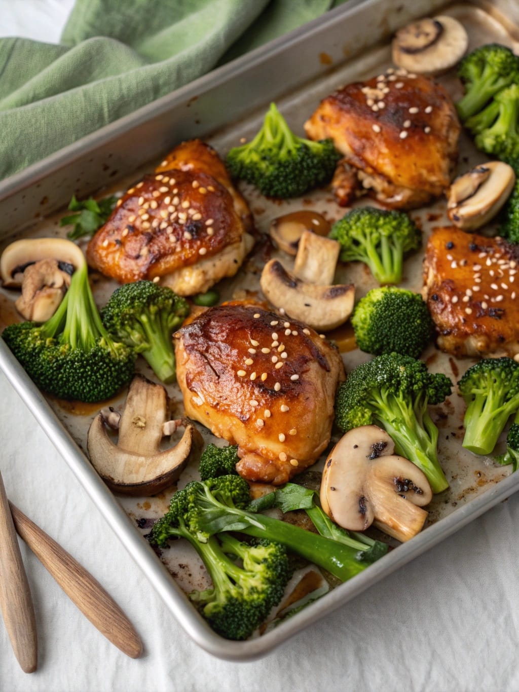 24 Cozy Fall Sheet Pan Dinners for Effortless Weeknights 11 Miso Maple Chicken with Broccoli and Mushrooms
