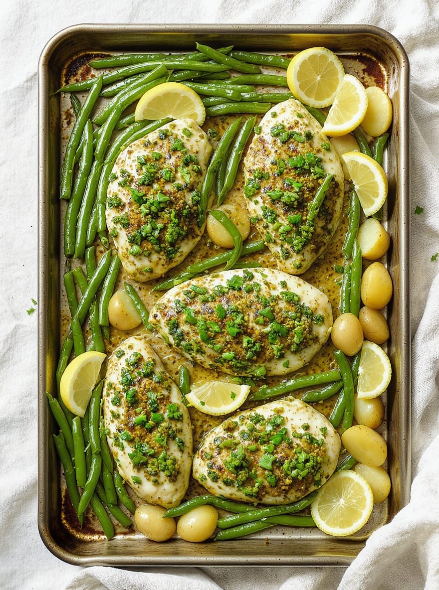 24 Cozy Fall Sheet Pan Dinners for Effortless Weeknights 16 A jar of pesto sauce with lemon and garlic on a table.