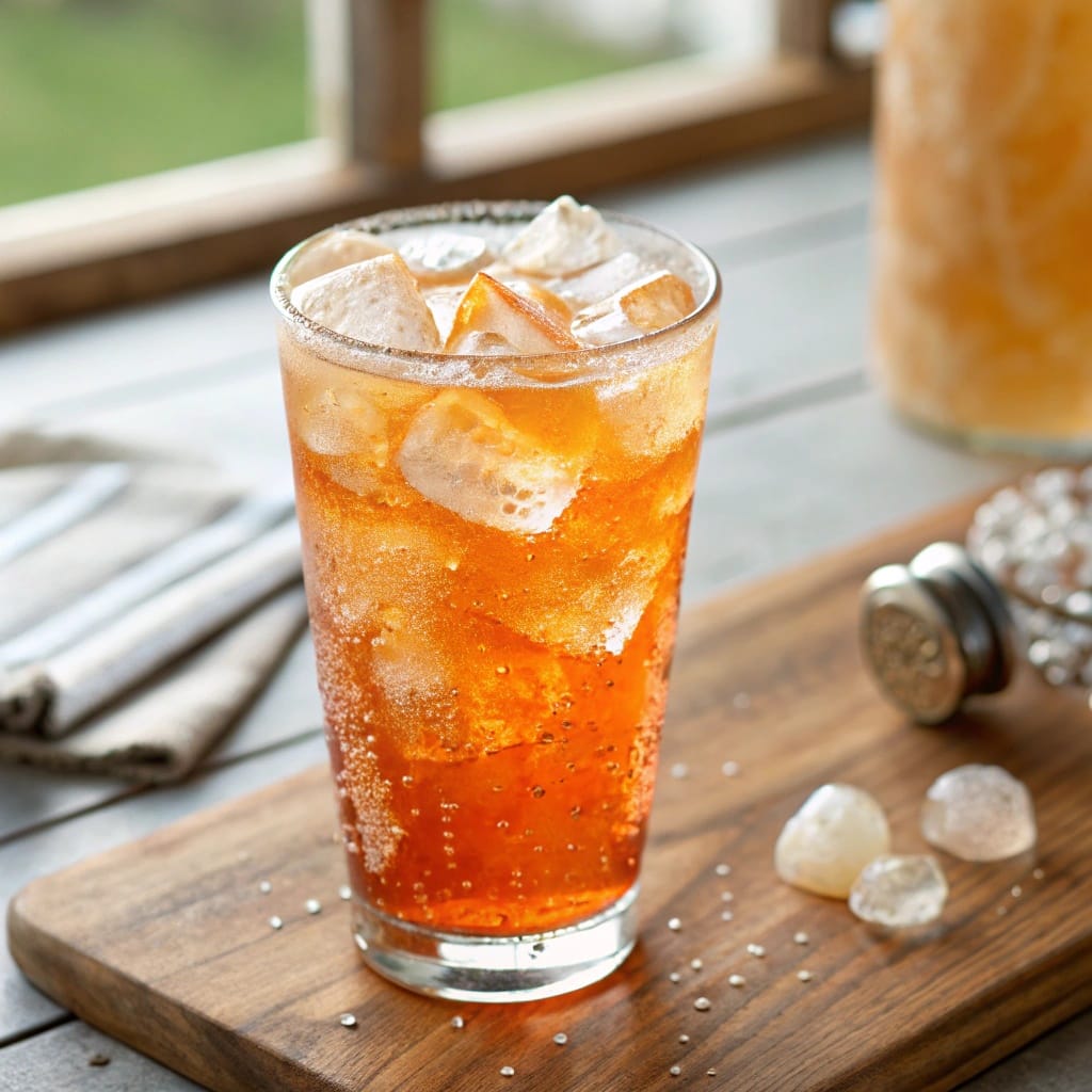 12 Heavy Soda And Dirty Soda Drinks To Try At Home 13 A refreshing vanilla cream orange soda in a cup with a straw, held outdoors.