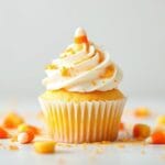 12 Crazy Simple Candy Corn Snacks and Bakes 38 6 candy corn cupcakes with vanilla swirl the scene is absent of text le 20251008 081242 j2n5