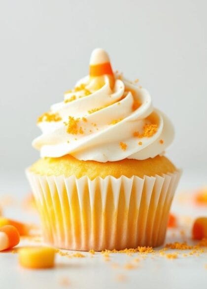 6 candy corn cupcakes with vanilla swirl the scene is absent of text le 20251008 081242 j2n5