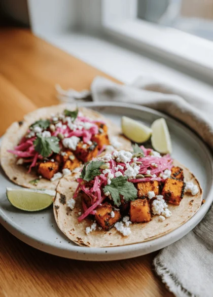 Cozy Fall Butternut Tacos with Smoky Maple Butter and Pink Onions 4 Maple Butter Butternut Tacos 15