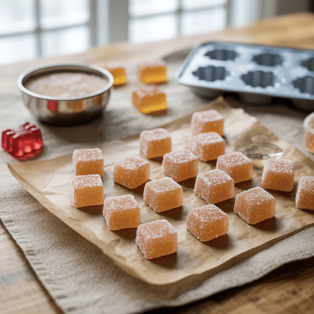 Easy Home Made Apple Cider Gummies (Pectin Based, Lunchbox Friendly) 6 apple cider gummies 2