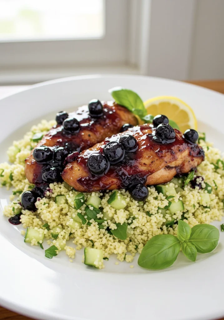 Irresistible Blueberry Basil Glazed Chicken with Lemon Couscous Confetti 6 blueberry basil chicken 14