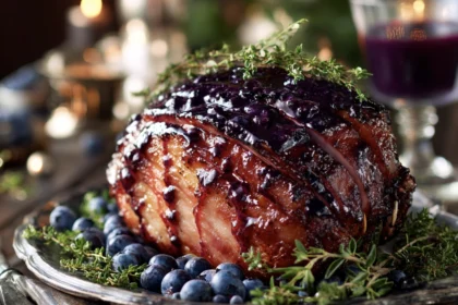 Show-Stopping Blueberry Balsamic Glazed Ham With Thyme & Black Pepper 1 blueberry glaze ham 30
