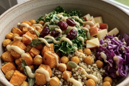 Ultimate Cozy Fall Buddha Bowl (Maple Sweet Potatoes, Sage Chickpeas & Apple-Tahini Drizzle) 10 fall buddha bowl 15