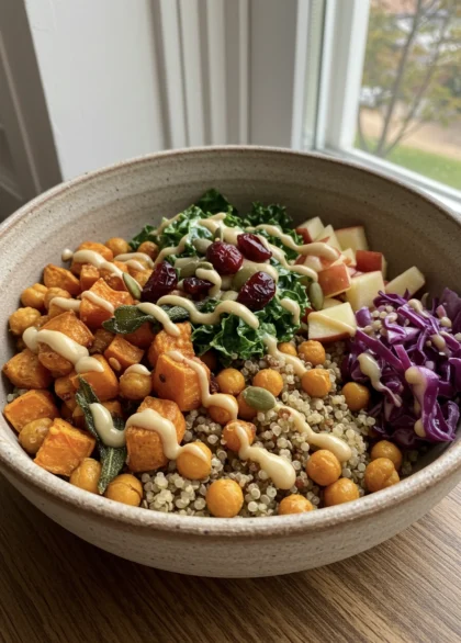 Ultimate Cozy Fall Buddha Bowl (Maple Sweet Potatoes, Sage Chickpeas & Apple-Tahini Drizzle) 5 fall buddha bowl 15