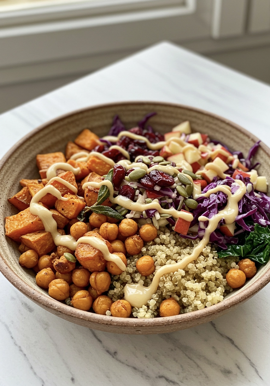 Ultimate Cozy Fall Buddha Bowl (Maple Sweet Potatoes, Sage Chickpeas & Apple-Tahini Drizzle) 8 fall buddha bowl 16