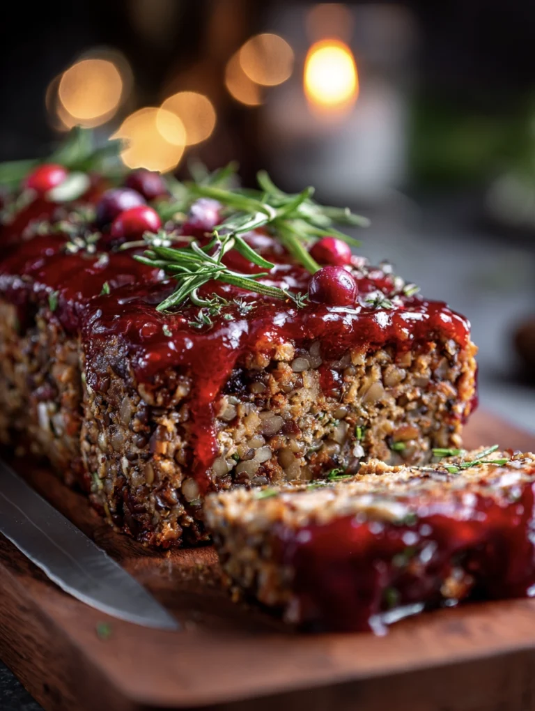 Ultimate Vegan Christmas Nut Roast (Holiday Loaf) with Maple-Cranberry Glaze