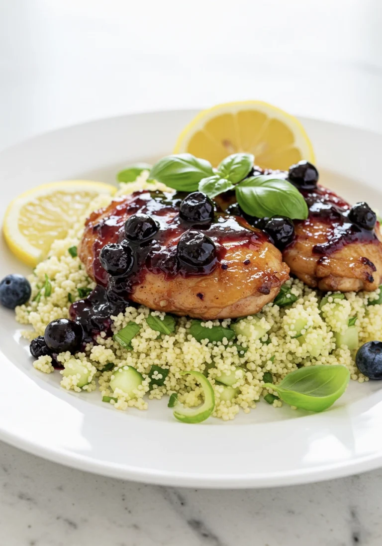 Irresistible Blueberry Basil Glazed Chicken with Lemon Couscous Confetti