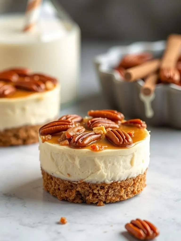 No Bake Pecan Praline Cheesecake Cups