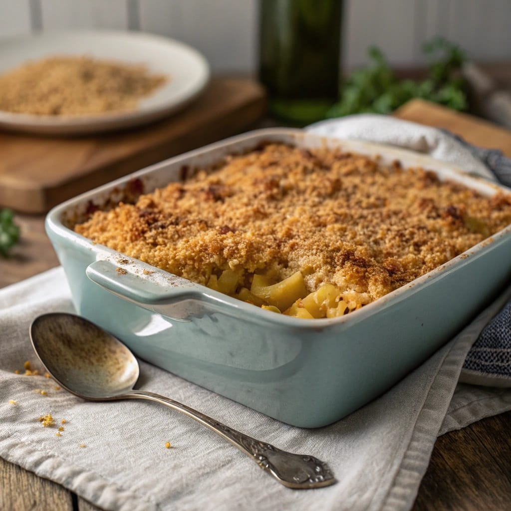 18 Vegan Christmas Dishes So Good Even Meat-Lovers Will Beg for Seconds 10 A creamy vegan mac and cheese bake topped with breadcrumbs and parsley.