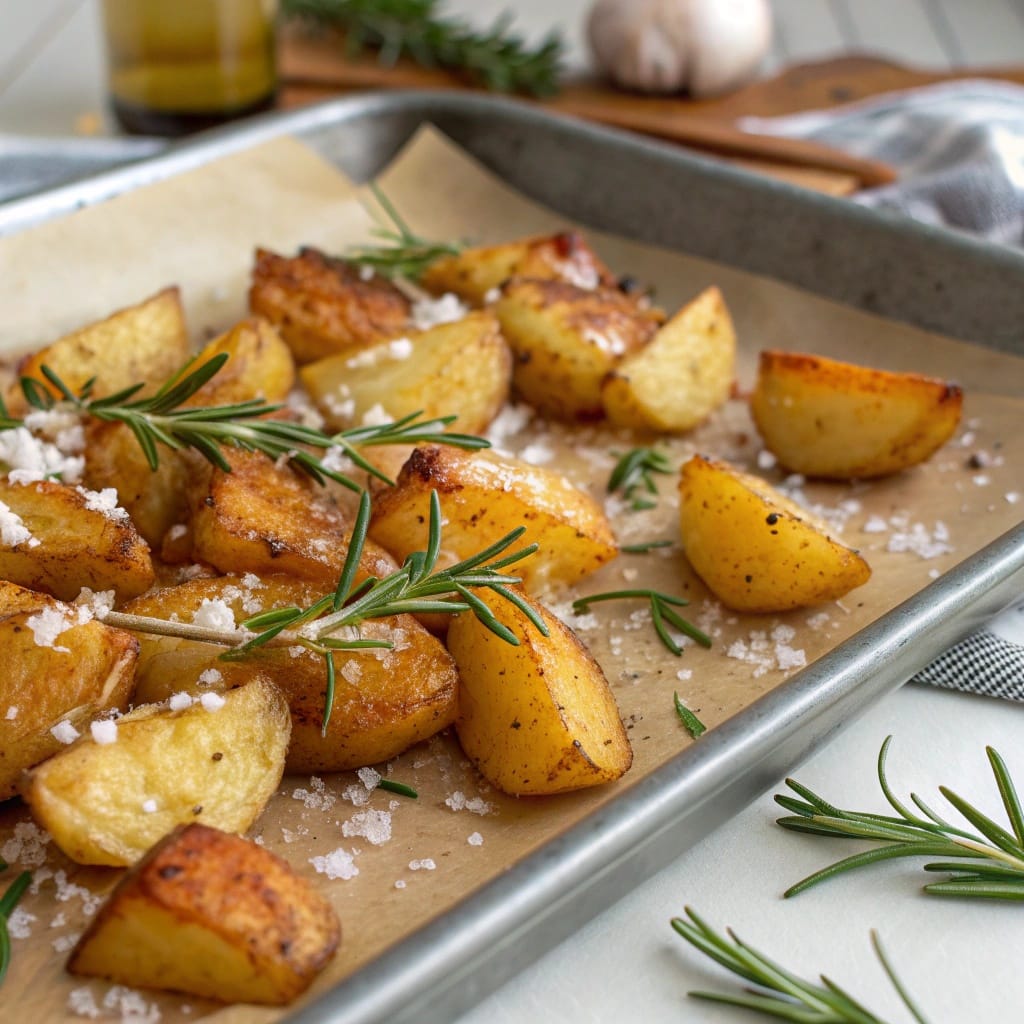 18 Vegan Christmas Dishes So Good Even Meat-Lovers Will Beg for Seconds 9 Crispy roasted potatoes with rosemary and sea salt