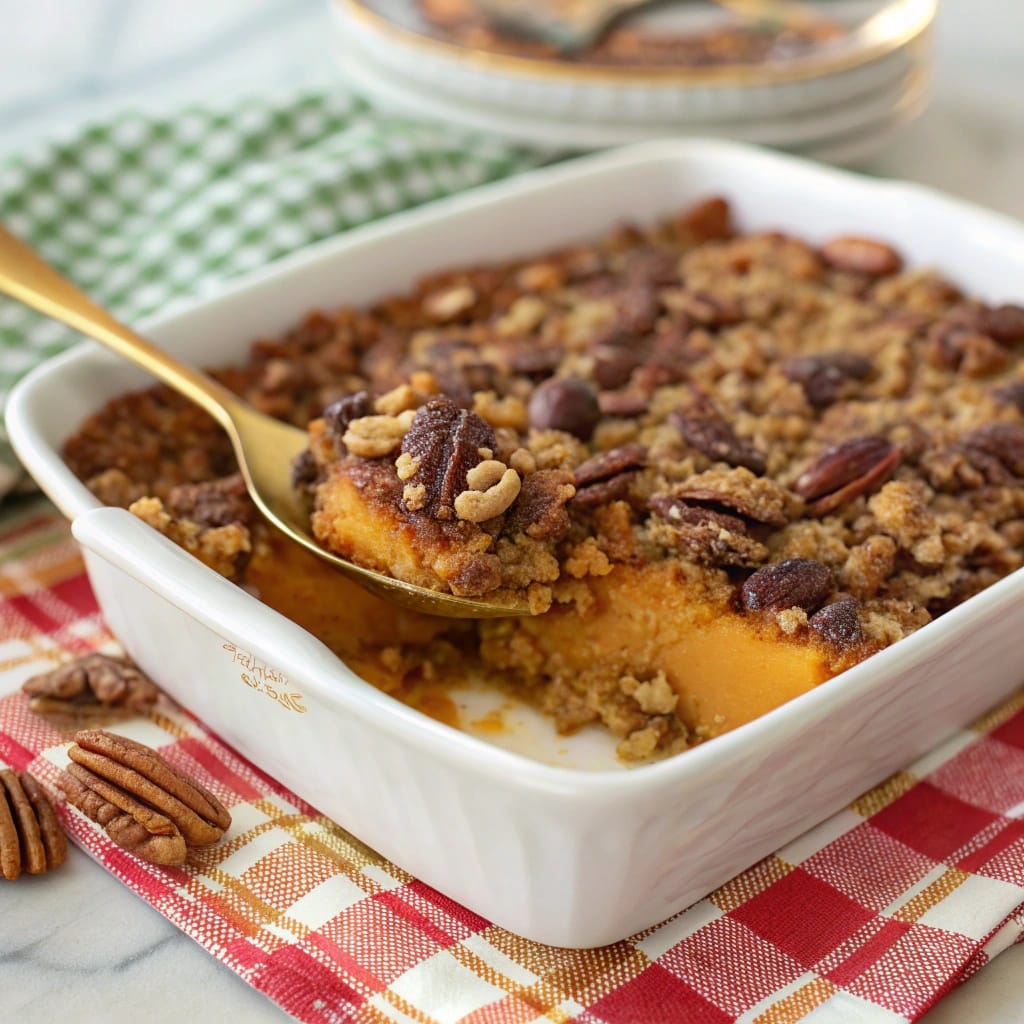 18 Vegan Christmas Dishes So Good Even Meat-Lovers Will Beg for Seconds 12 Maple-Spiced Sweet Potato Casserole with Pecan Crumble