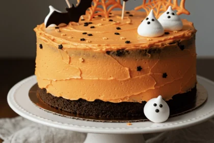 Mouth Watering Halloween Chocolate Cake with Orange Frosting 1 spooky halloween cake 6