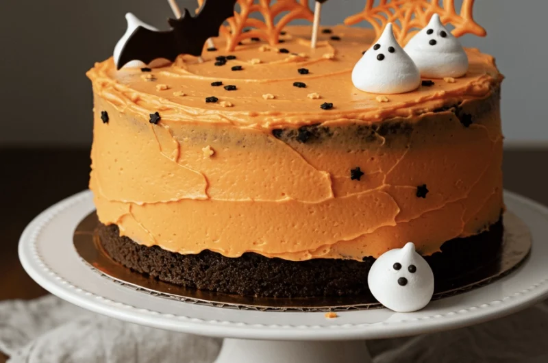 Mouth Watering Halloween Chocolate Cake with Orange Frosting 21 spooky halloween cake 6