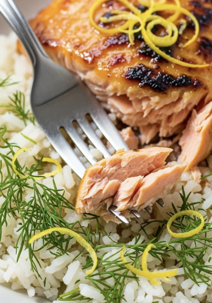 Baked Salmon With Dill Rice and Lemon Honey Mayo Glaze 18