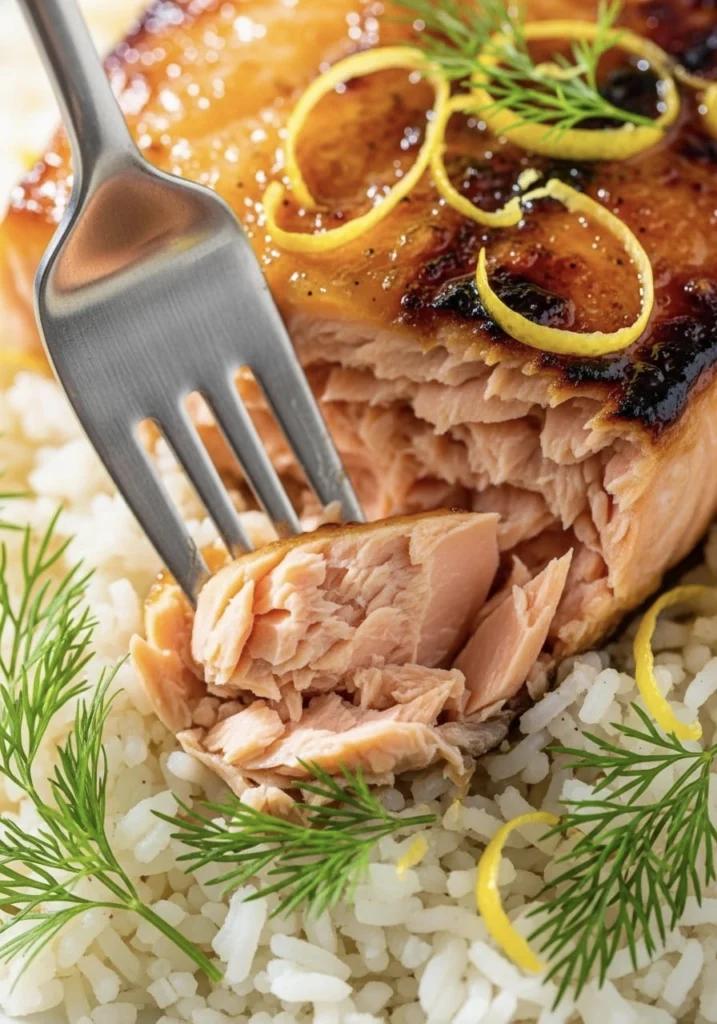 Baked Salmon With Dill Rice and Lemon Honey Mayo Glaze 19