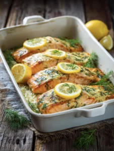 Baked Salmon With Dill Rice and Lemon Honey Mayo Glaze 2