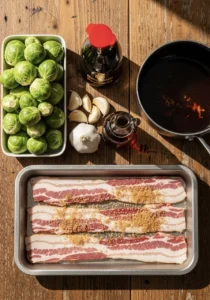 Garlic Soy Brussels Sprouts With Candied Bacon Crumble 15