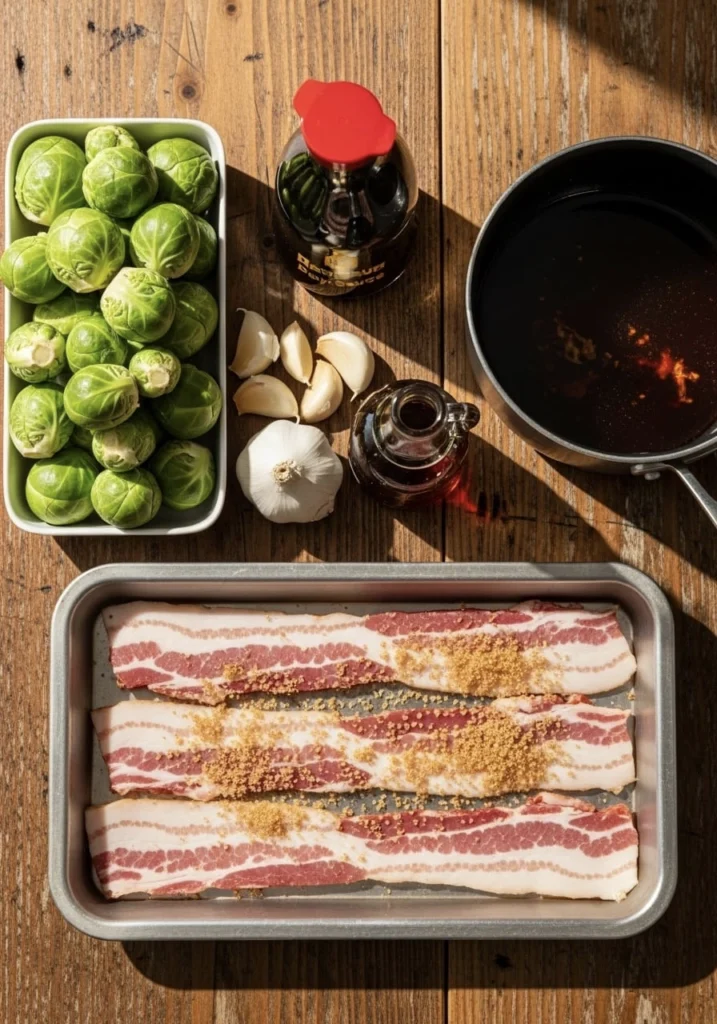 Garlic Soy Brussels Sprouts With Candied Bacon Crumble 15