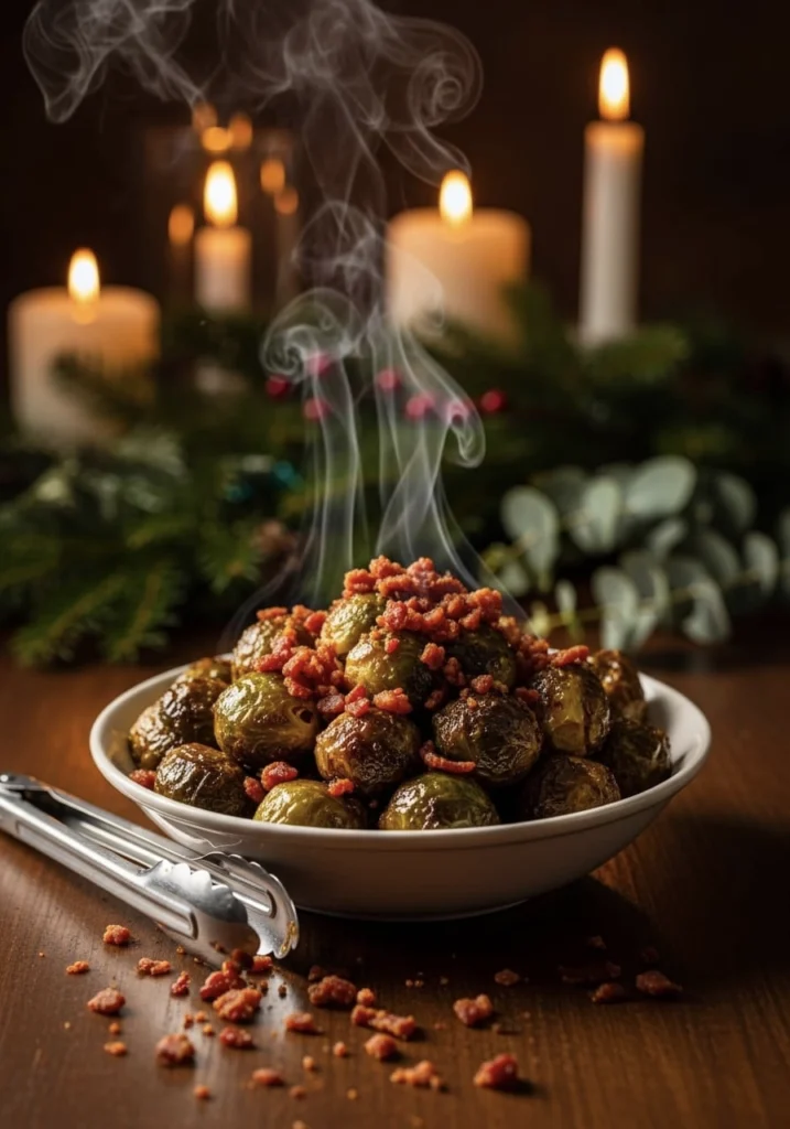 Garlic Soy Brussels Sprouts With Candied Bacon Crumble 17